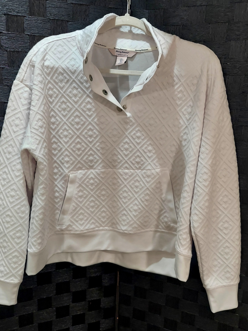 Tommy Bahama White Diamond-Quilted Pullover Sweatshirt